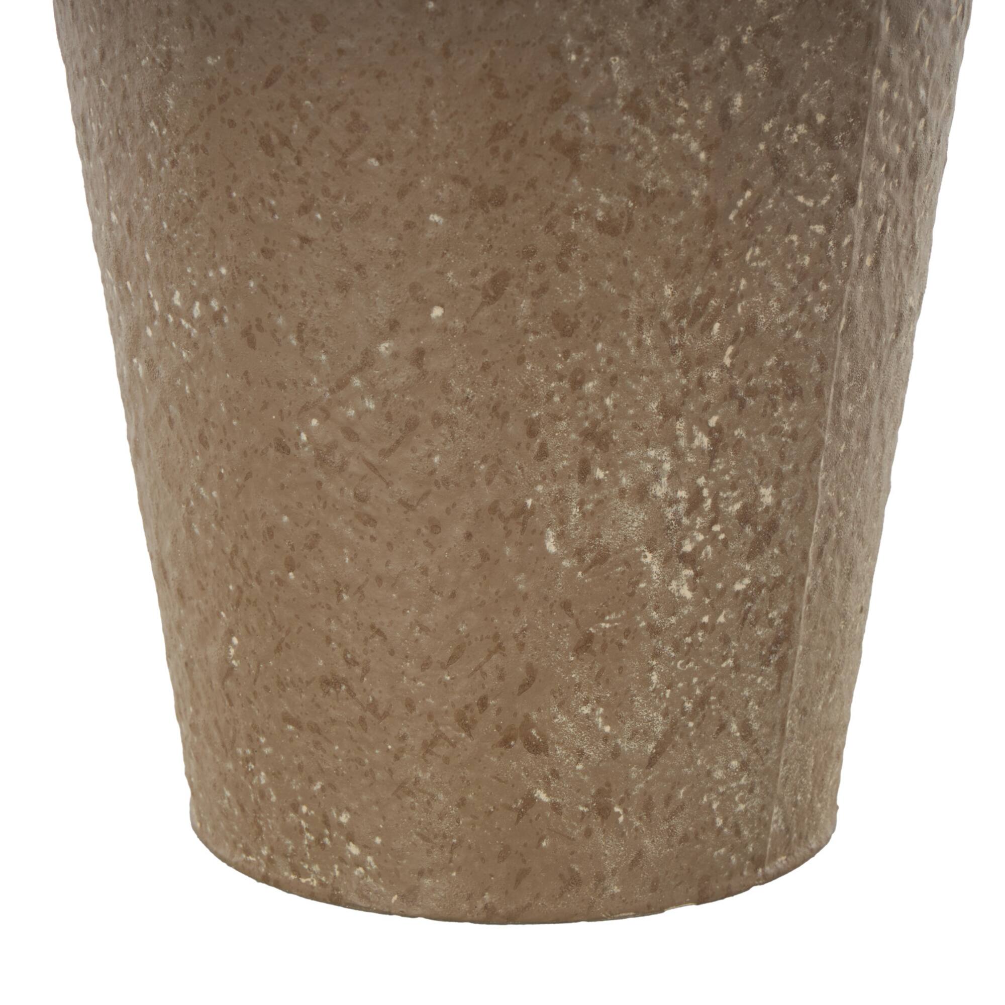 15.75" Brown Metal Antique Inspired Vase with Handle